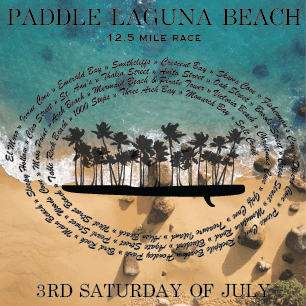 Paddle Laguna Beach, 12.5 mile race poster: 3rd Saturday of July